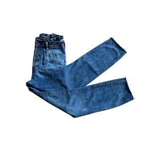 Abercrombie & Fitch Button Fly Ultra High Rise‎ Mom Jeans Size 26/2R Raw Hem